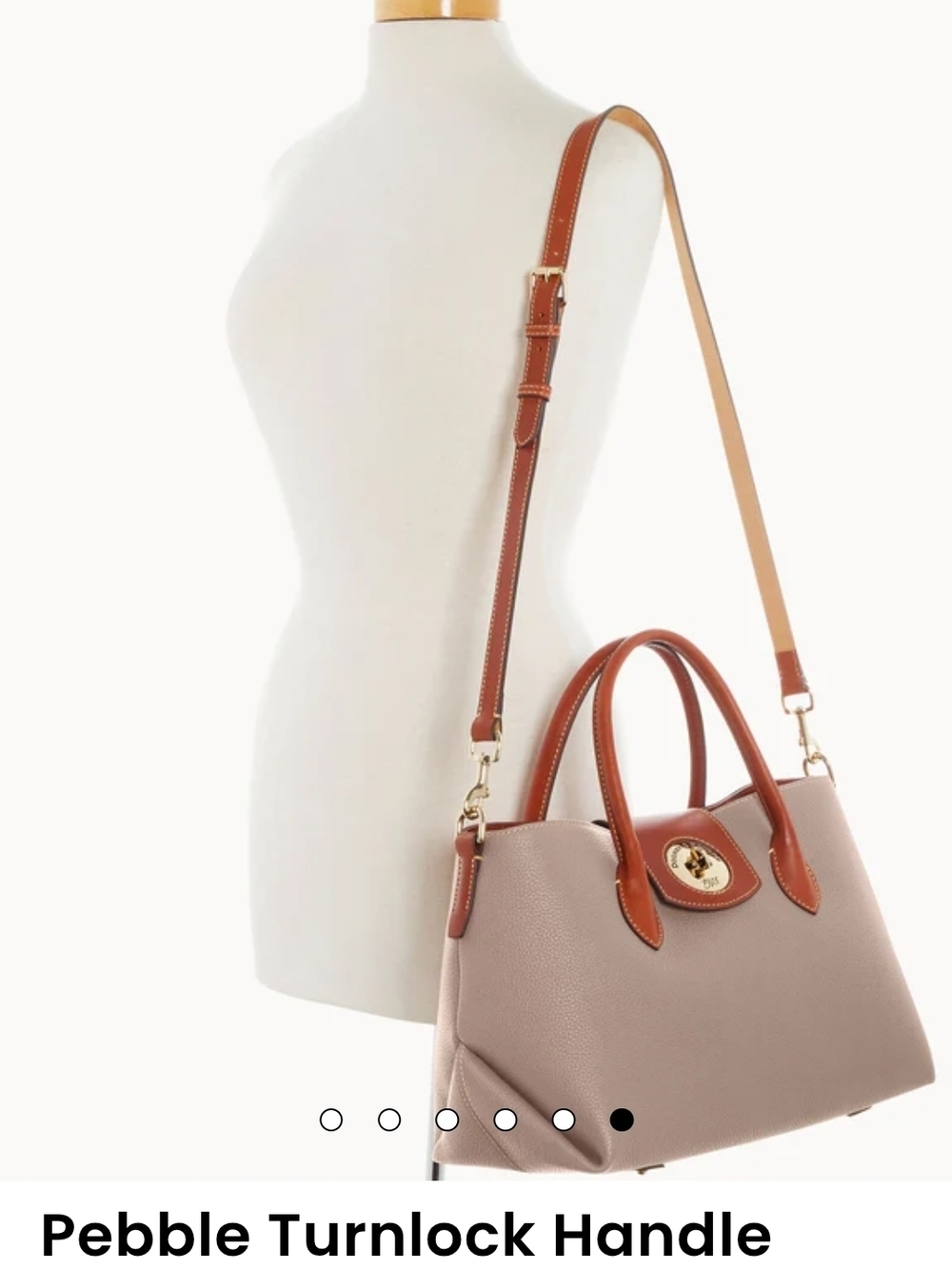 Dooney & Bourke Gray Pebble Leather Satchel with Tan Trim - Picture 7 of 15